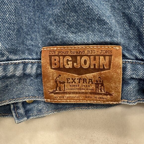 Vintage Big John Made InJapan Denim Jean Jacket S Western Motorcycle Bleached - Picture 7 of 10